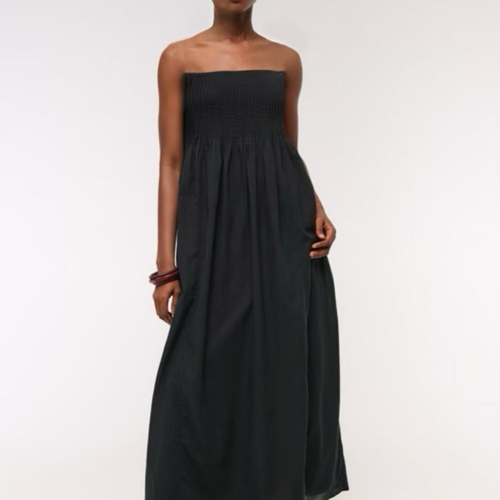 Jolie Linen Strapless Maxi Dress Black L